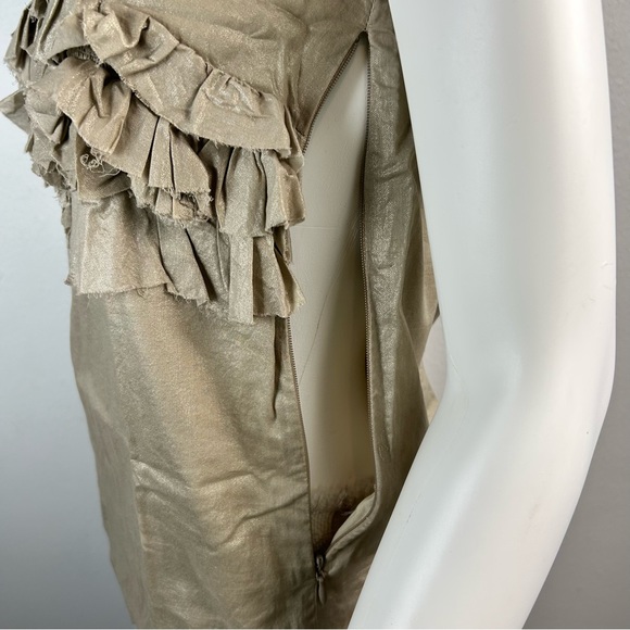 J.Crew sleeveless with ruffles metallic fabric 100 % cotton dressy top Size 0 - Picture 4 of 13